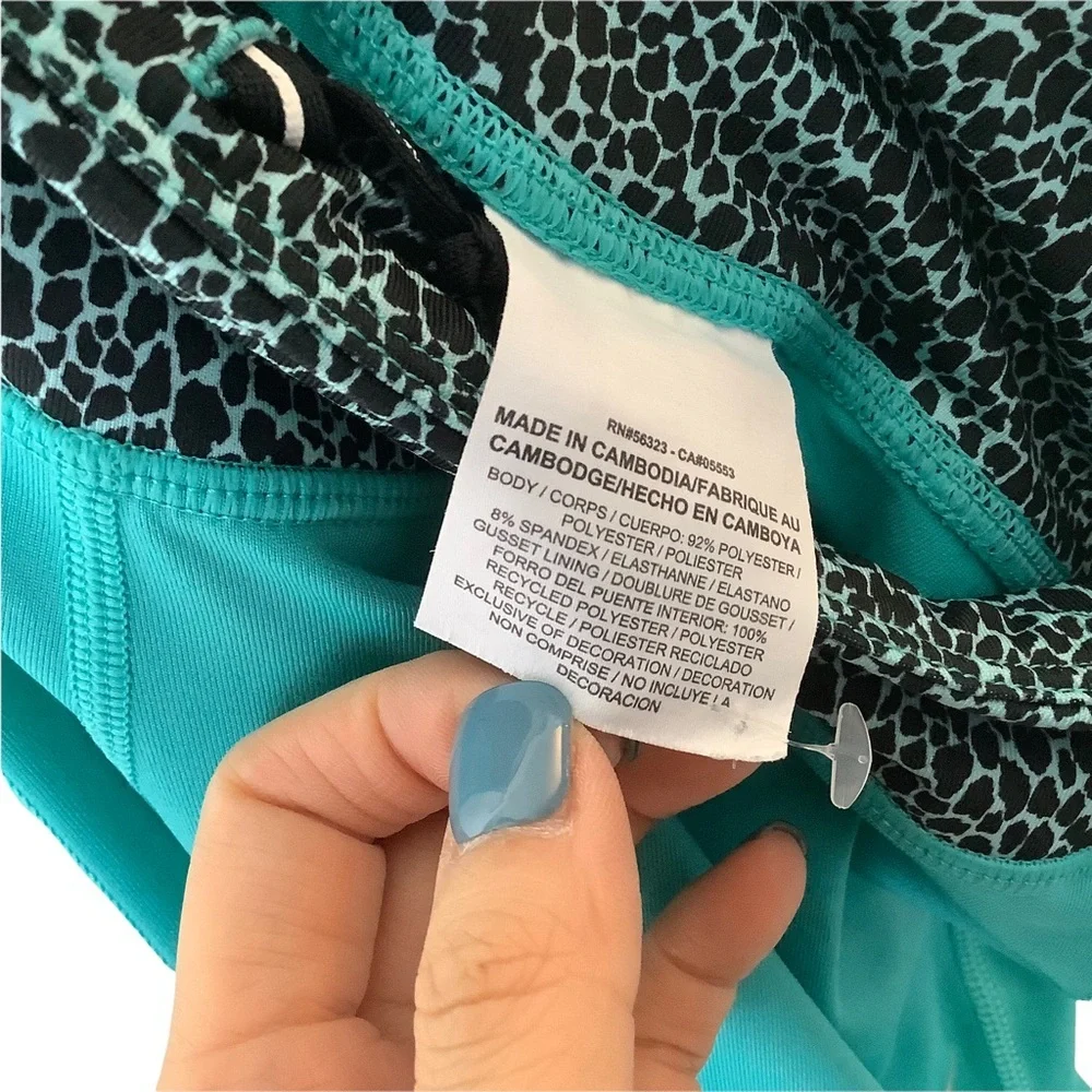 Nike Cropped Capri Leggings‎ Womens S Active Teal Blue Running Yoga Zip Pocket